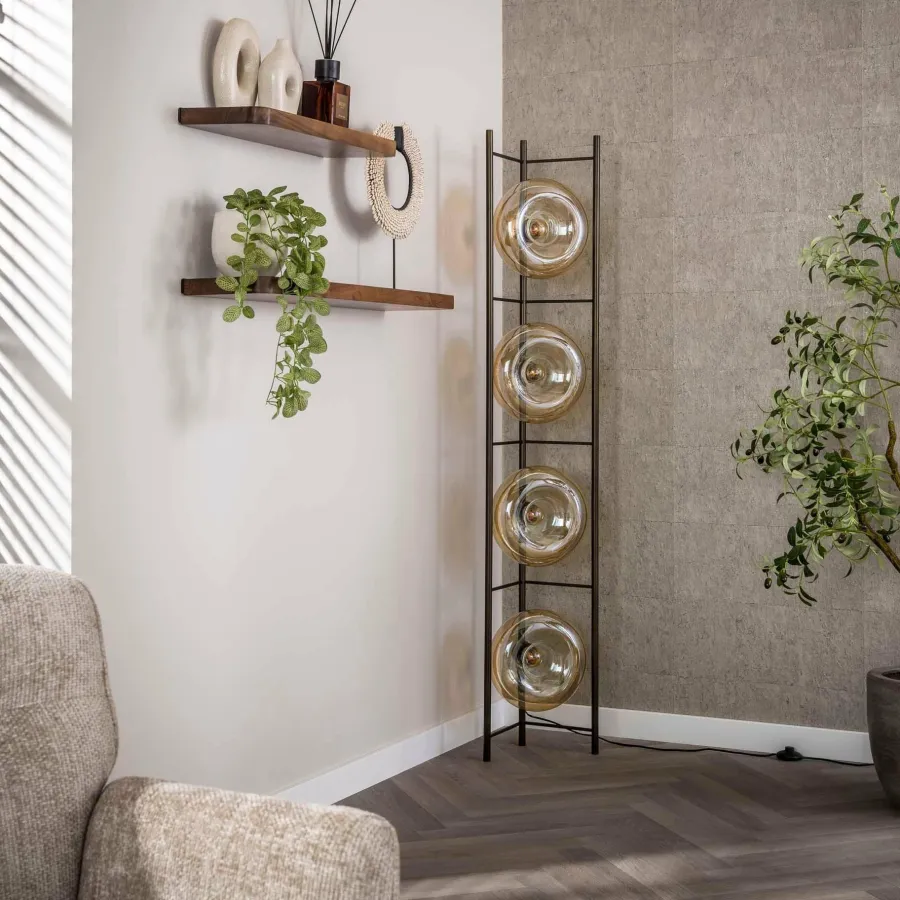 WoonStijl Vloerlamp Soll 4-lichts Amber glas Outlet