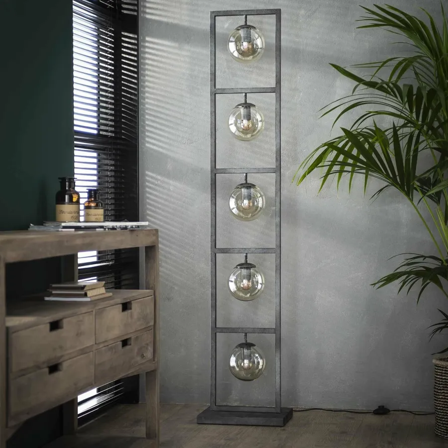 WoonStijl Vloerlamp tower 5x Ø15 glas / Oud zilver showroommodel Sale