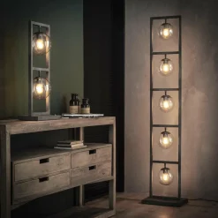 WoonStijl Vloerlamp tower 5x Ø15 glas / Oud zilver showroommodel Sale