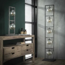 WoonStijl Vloerlamp tower 5x Ø15 glas / Oud zilver showroommodel Sale