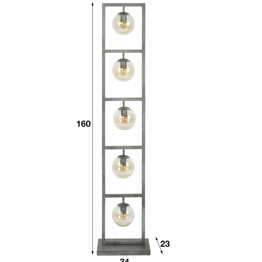 WoonStijl Vloerlamp tower 5x Ø15 glas / Oud zilver showroommodel Sale