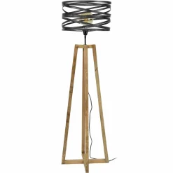 WoonStijl Vloerlamp twist houten kruisframe / Slate grey New