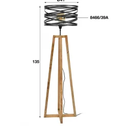 WoonStijl Vloerlamp twist houten kruisframe / Slate grey New