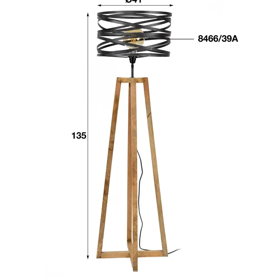 WoonStijl Vloerlamp twist houten kruisframe / Slate grey New