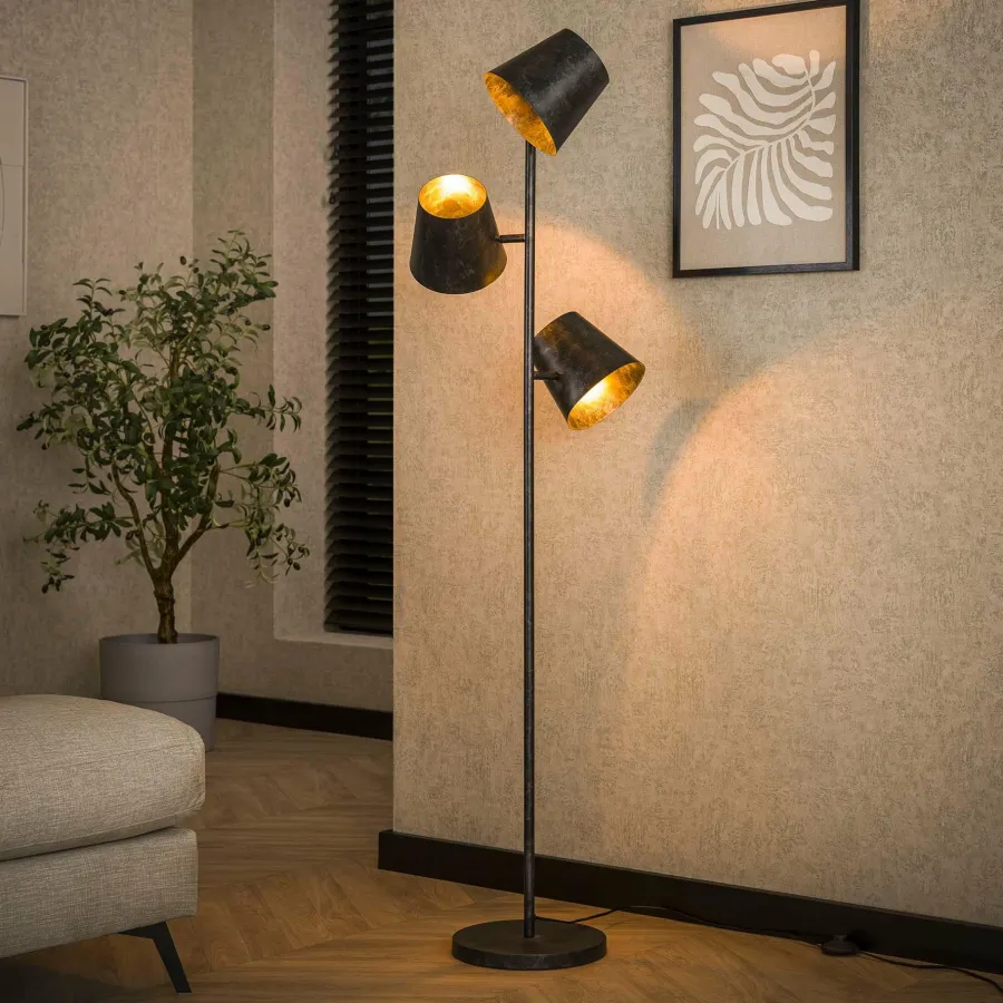 WoonStijl Vloerlamp 3x Kinetic / Charcoal Hot