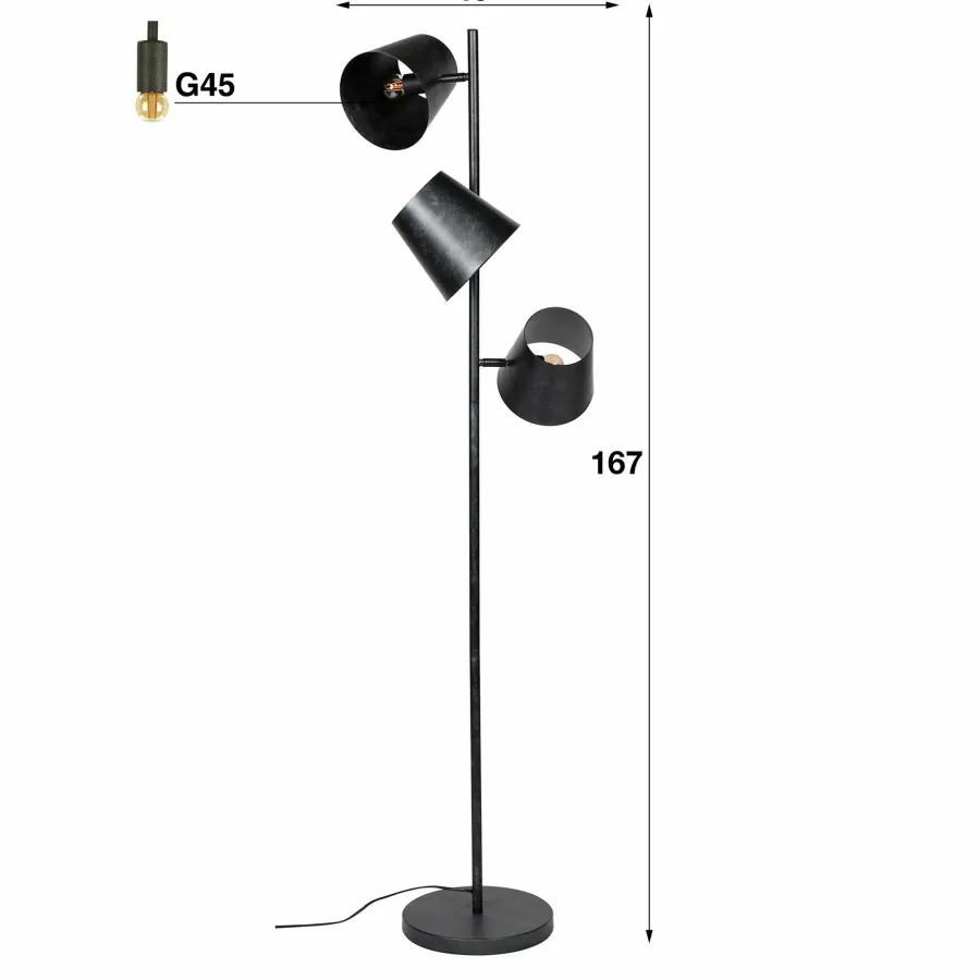 WoonStijl Vloerlamp 3x Kinetic / Charcoal Hot
