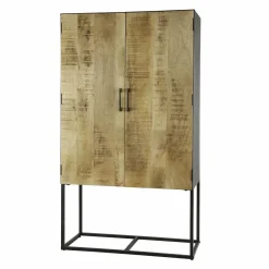 WoonStijl Wandkast 2D metal wood Massief mango blank antiek New