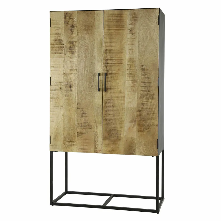 WoonStijl Wandkast 2D metal wood Massief mango blank antiek New