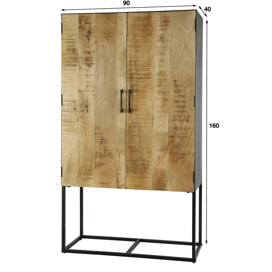 WoonStijl Wandkast 2D metal wood Massief mango blank antiek New