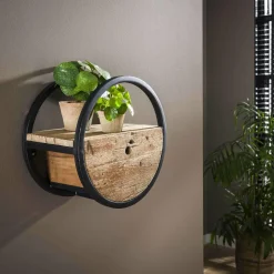 WoonStijl Wandschap circular Ø40 met lade / Robuust hardhout