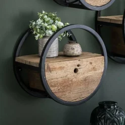 WoonStijl Wandschap circular Ø40 met lade / Robuust hardhout
