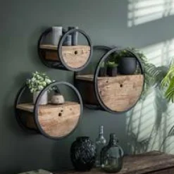 WoonStijl Wandschap circular Ø50 met lade / Robuust hardhout Clearance