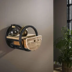 WoonStijl Wandschap circular Ø30 met lade / Robuust hardhout Hot