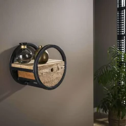 WoonStijl Wandschap circular Ø30 met lade / Robuust hardhout Hot