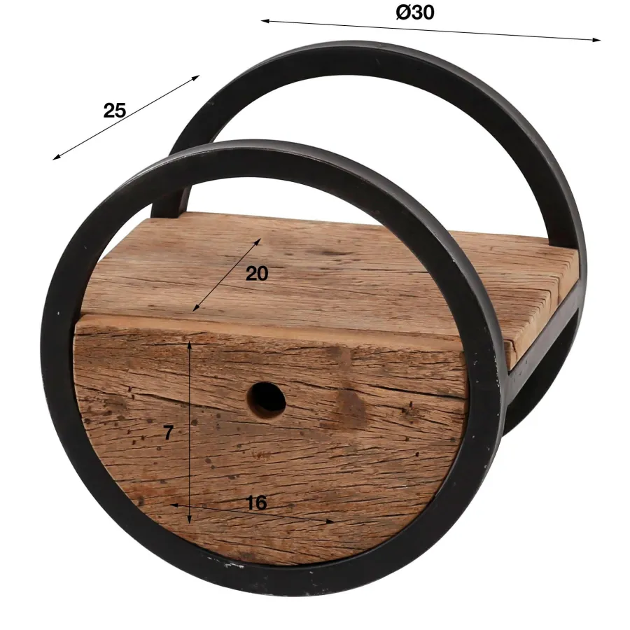 WoonStijl Wandschap circular Ø30 met lade / Robuust hardhout Hot