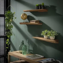 WoonStijl Wandschap edge 60cm set/3 / Massief acacia naturel Sale