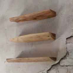 WoonStijl Wandschap edge 60cm set/3 / Massief acacia naturel Sale