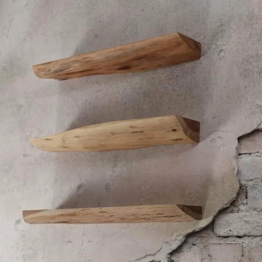 WoonStijl Wandschap edge 60cm set/3 / Massief acacia naturel Sale