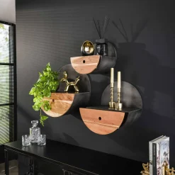 WoonStijl Wandschap half moon Ø50 met lade Hot