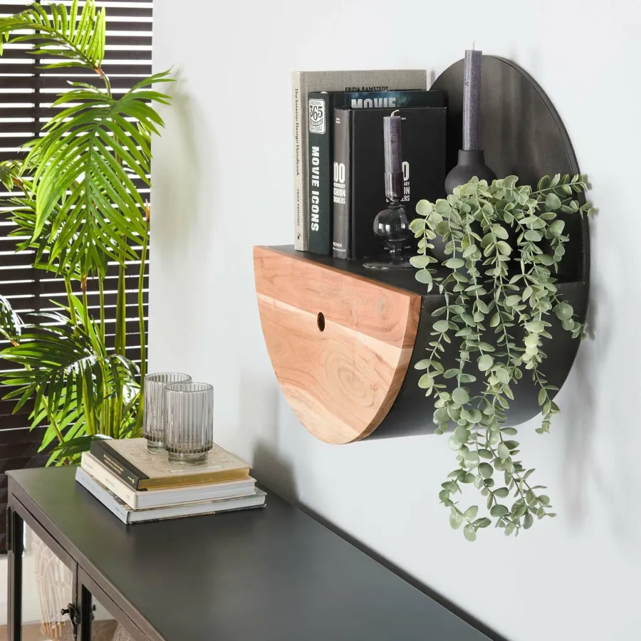 WoonStijl Wandschap half moon Ø50 met lade Hot