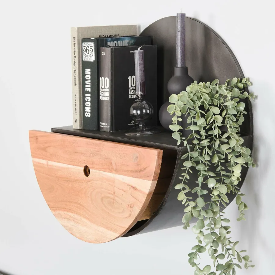 WoonStijl Wandschap half moon Ø50 met lade Hot
