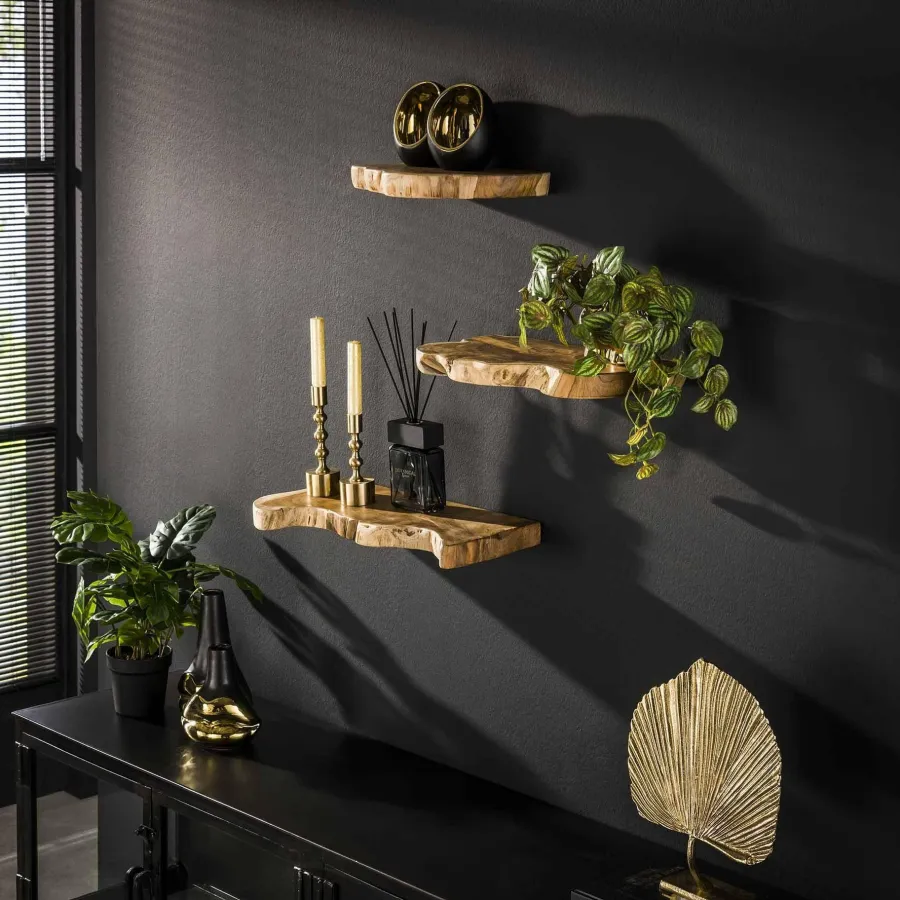 WoonStijl Wandschap natural line set van 3 New