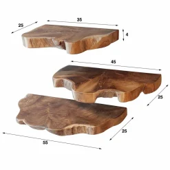 WoonStijl Wandschap natural line set van 3 New