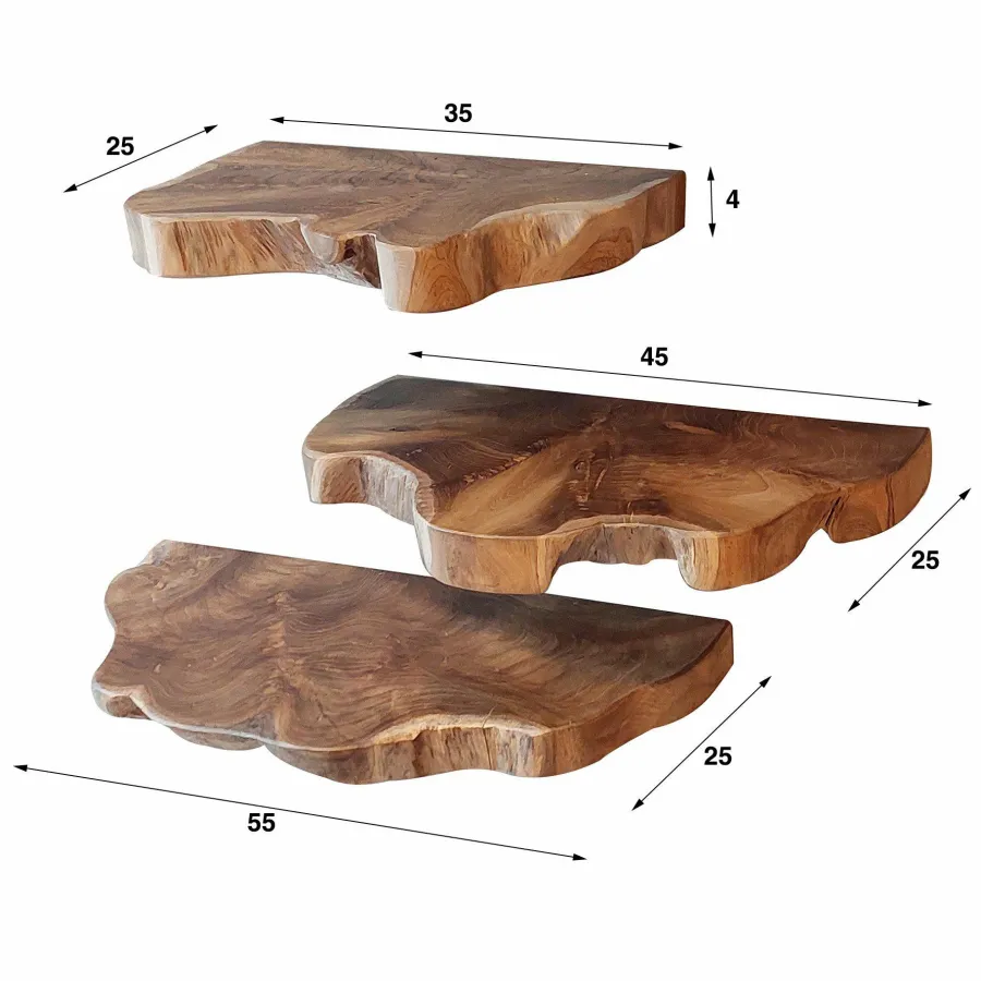 WoonStijl Wandschap natural line set van 3 New