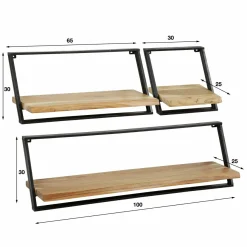 WoonStijl Wandschap set van 3 Lean acacia New