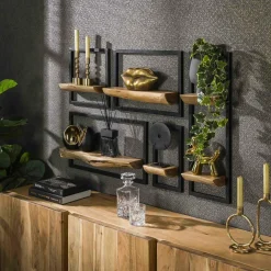 WoonStijl Wandschap set van 5 acacia edge Discount