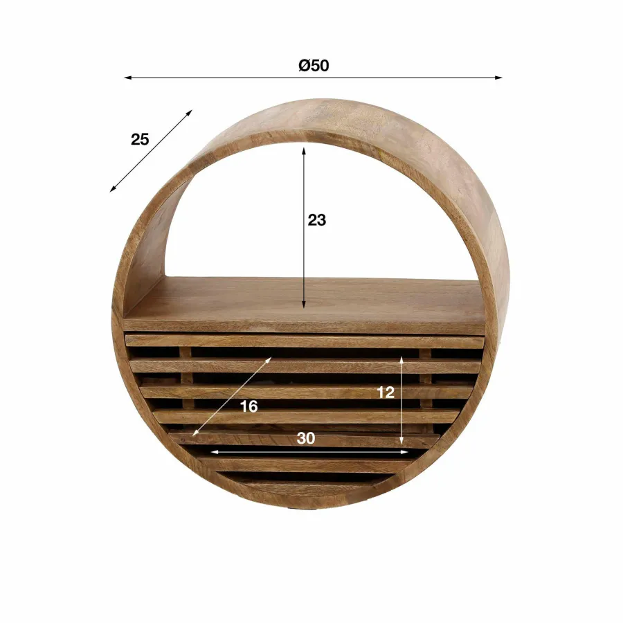 WoonStijl Wandschap tweak Ø50 met lade Outlet