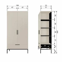 Woood ADAM 2-deurs kast grenen dust [fsc] Discount