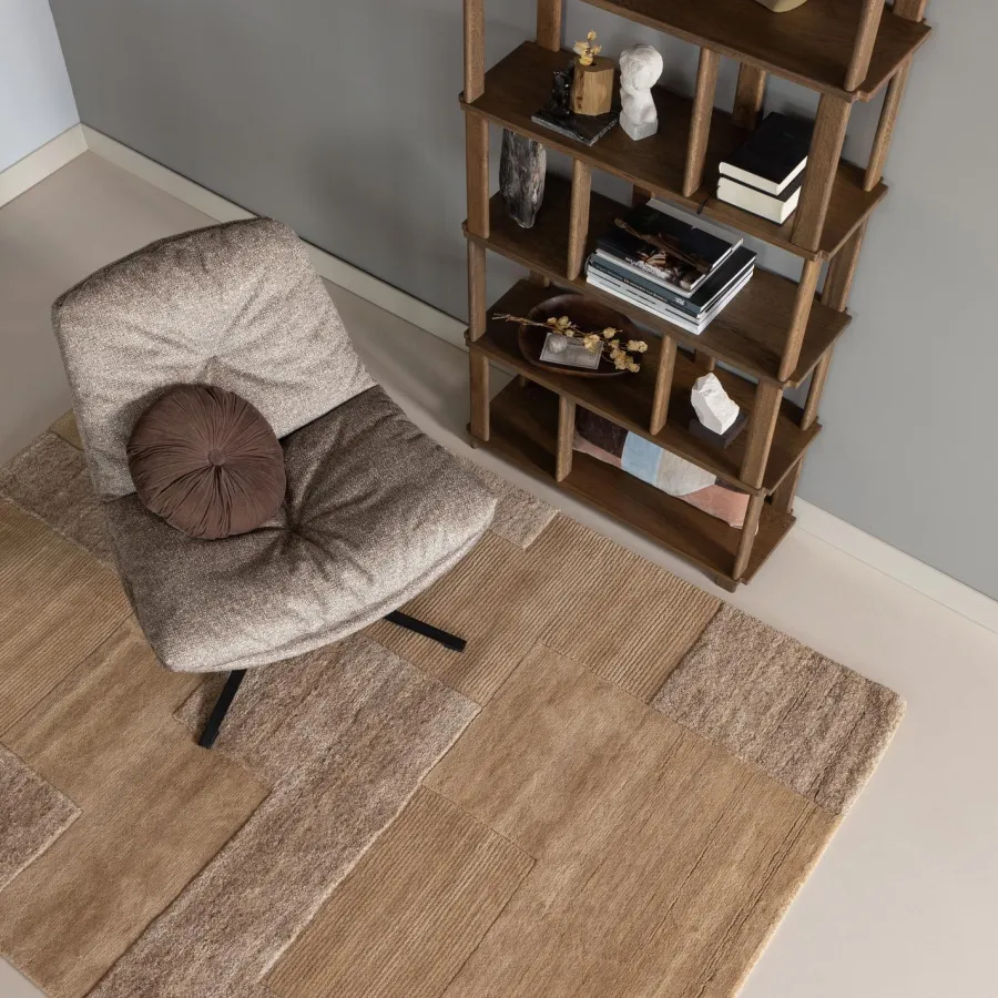 Woood Arve draaifauteuil bedrukte stof naturel melange Discount