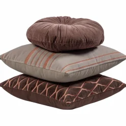 Woood Aziz kussens velvet bruin/naturel - set van 3