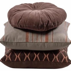 Woood Aziz kussens velvet bruin/naturel - set van 3