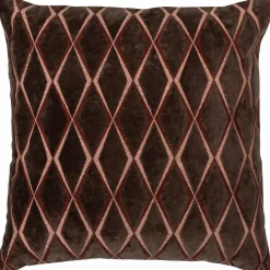 Woood Aziz kussens velvet bruin/naturel - set van 3