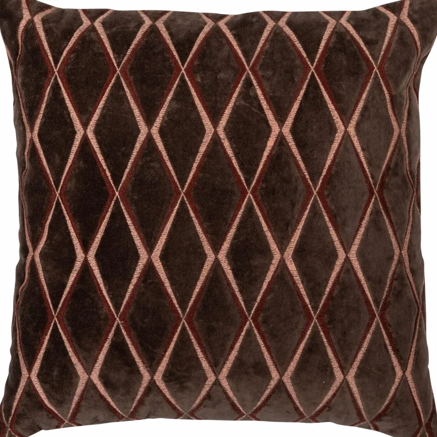 Woood Aziz kussens velvet bruin/naturel - set van 3