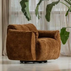 Woood Baggy draaifauteuil 3d chenille middenbruin New
