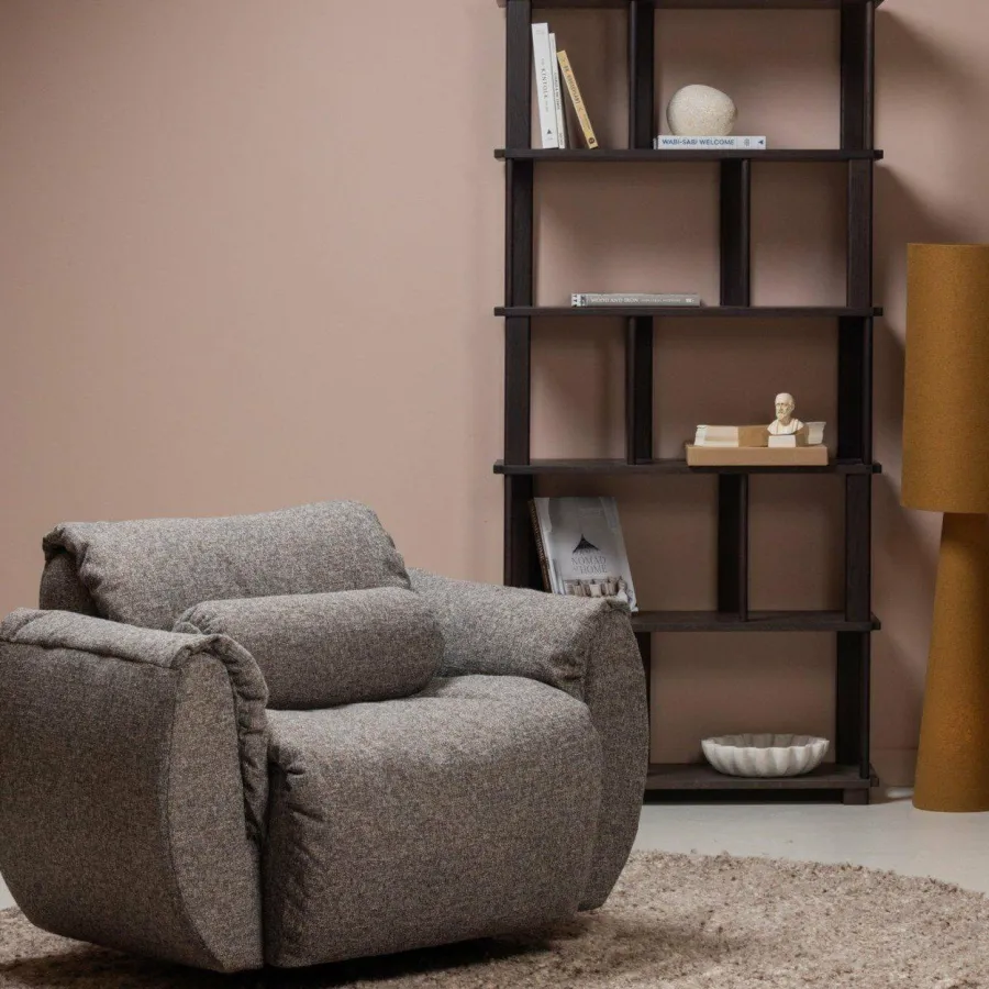 Woood Baggy draaifauteuil geweven stof warmgrijs melange Hot