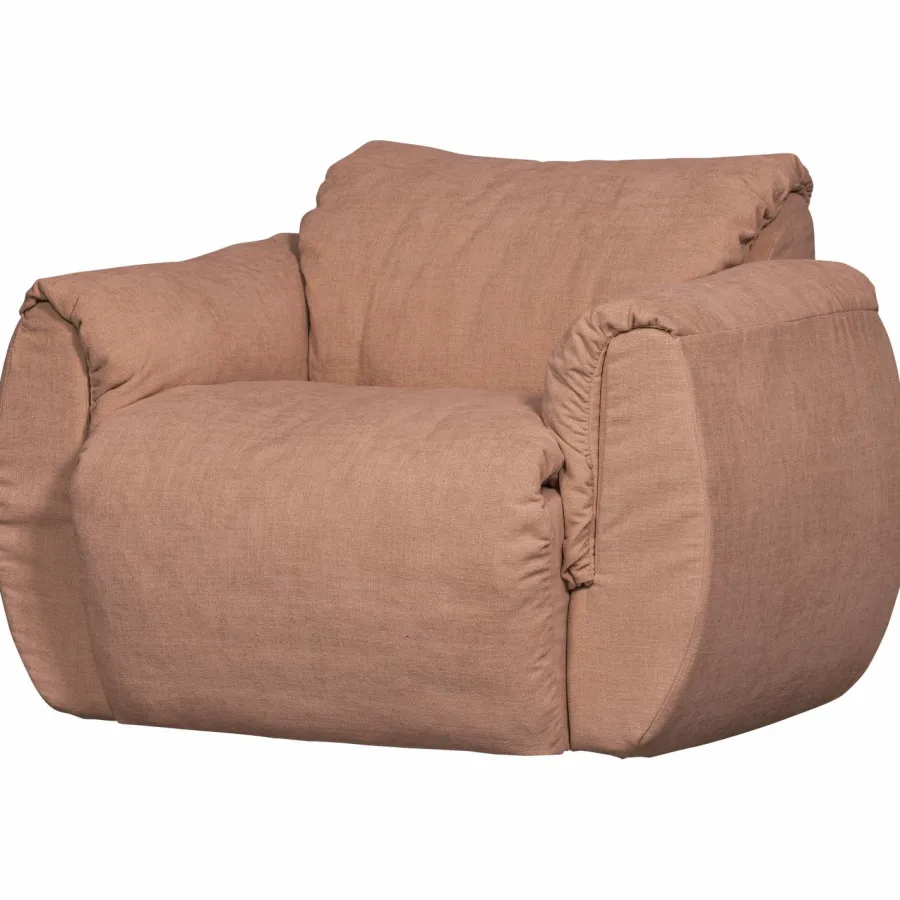 Woood Baggy draaifauteuil geweven chenille oudroze Sale