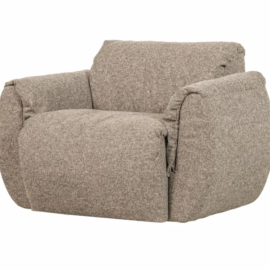 Woood Baggy draaifauteuil geweven stof bruin melange Outlet