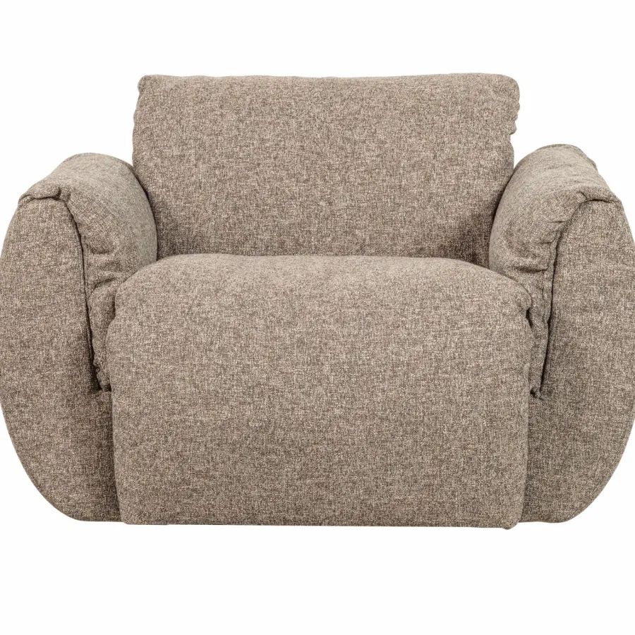 Woood Baggy draaifauteuil geweven stof bruin melange Outlet