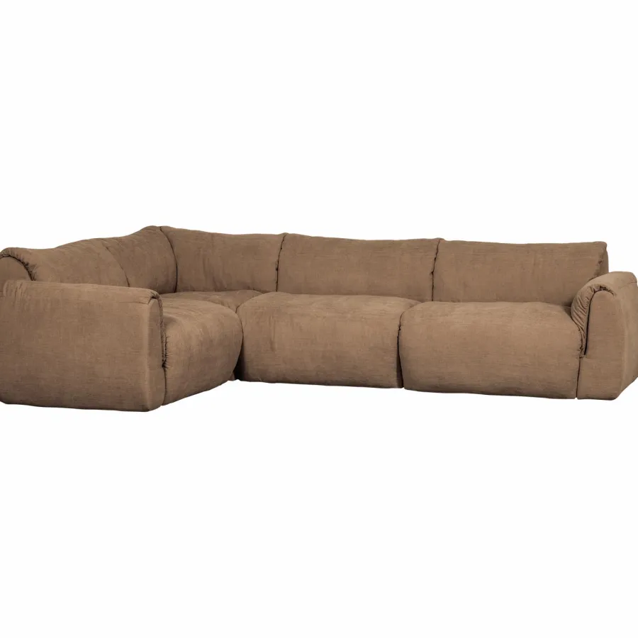 Woood Baggy hoekbank links geweven chenille bruin New