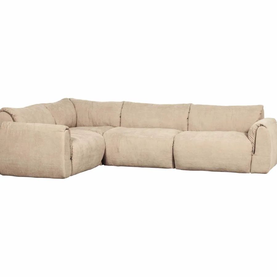 Woood Baggy hoekbank links geweven chenille zand