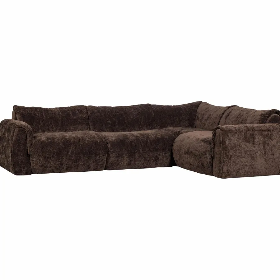 Woood Baggy hoekbank rechts 3d chenille donkerbruin New