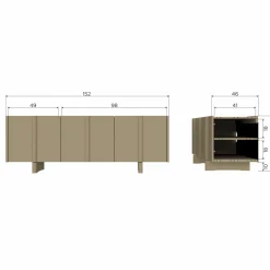 Woood Basu tv meubel 152cm grenen moss [fsc] Clearance