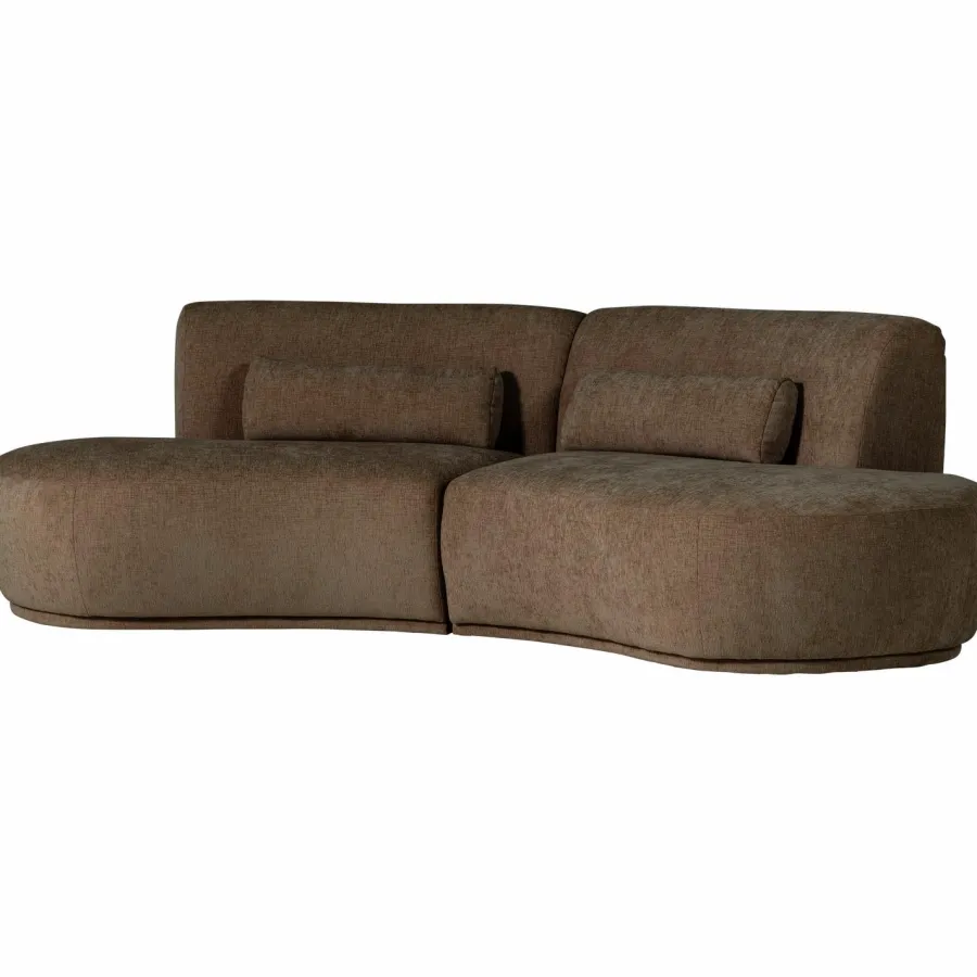 Woood Batavier half ronde bank 4-zits velvet melange bruin Discount