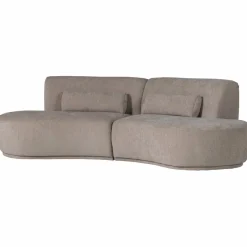 Woood Batavier half ronde bank 4-zits velvet melange zand Outlet