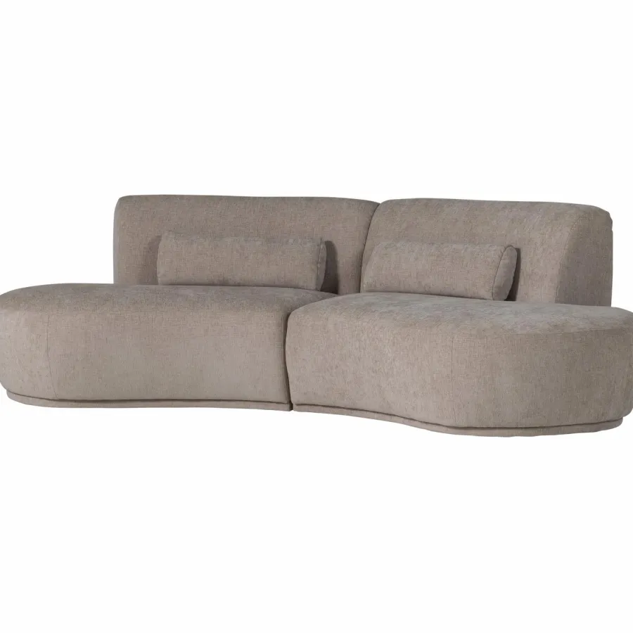 Woood Batavier half ronde bank 4-zits velvet melange zand Outlet