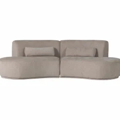 Woood Batavier half ronde bank 4-zits velvet melange zand Outlet